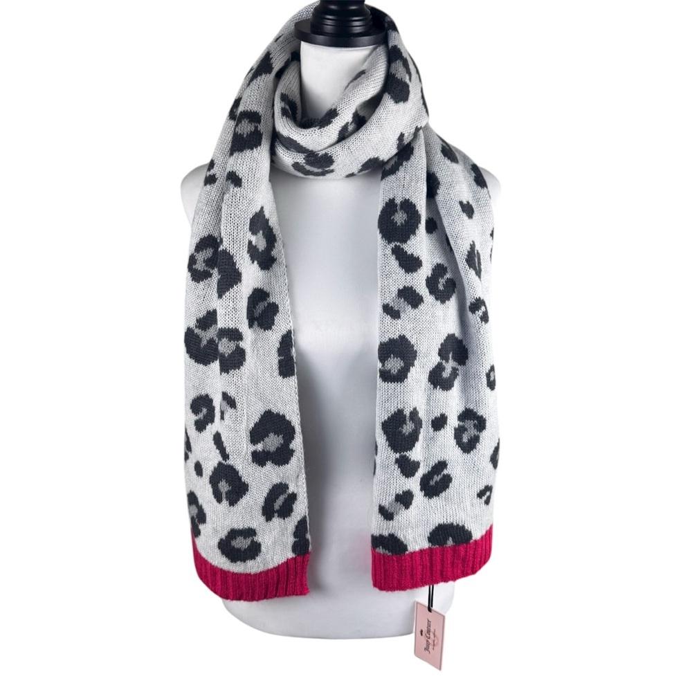NWT Juicy Couture Leopard Print Pink Trim Scarf Women’s Winter Animal Print